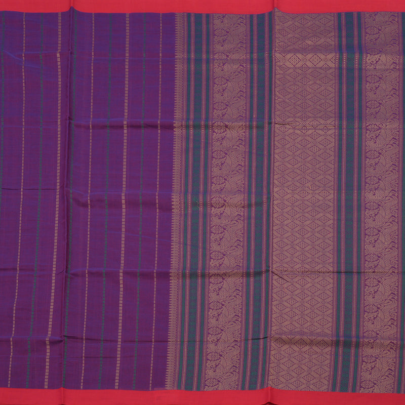 Hayagrivas Handloom Pure Cotton Saree in Sophisticated Purple KBE164D18-1