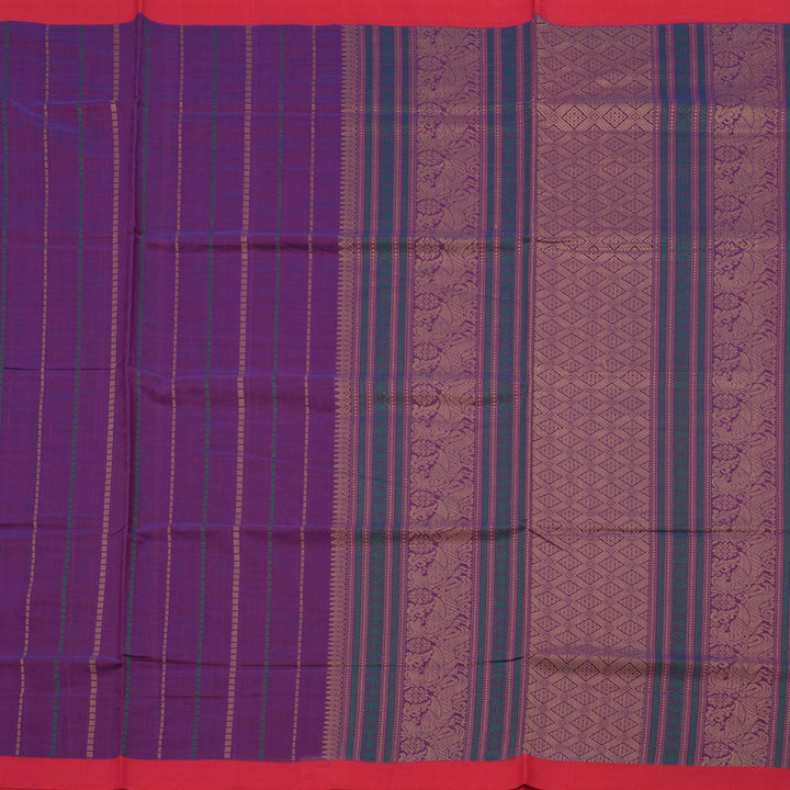 Hayagrivas Handloom Pure Cotton Saree in Sophisticated Purple KBE164D18-1