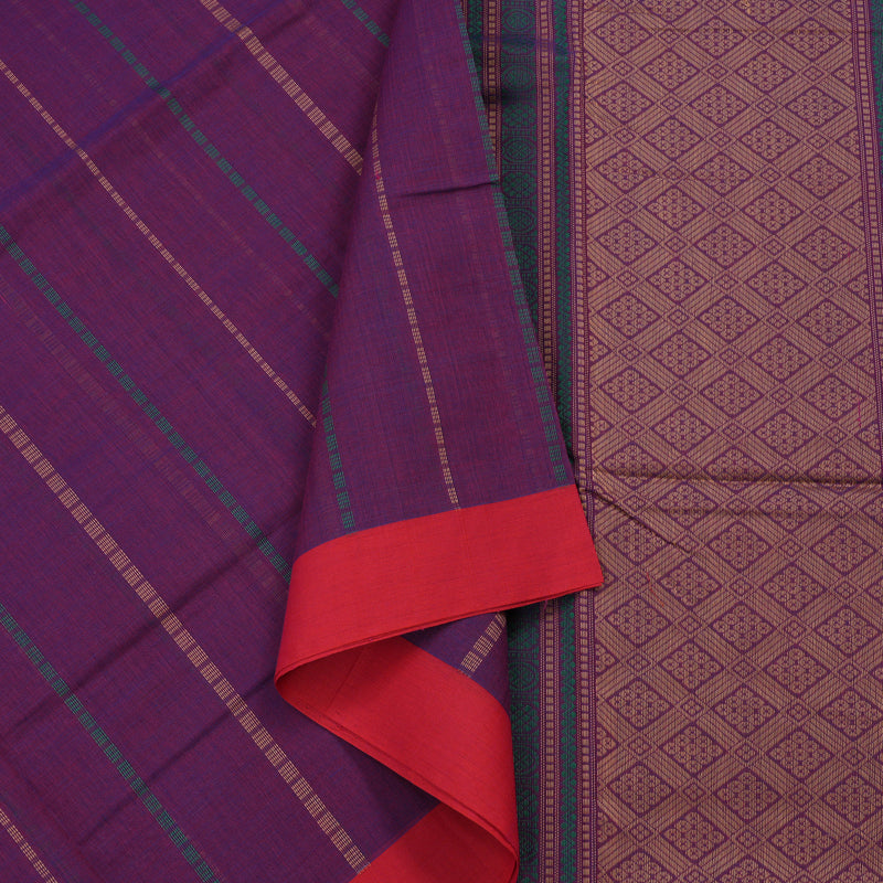 Hayagrivas Handloom Pure Cotton Saree in Sophisticated Purple KBE164D18-1