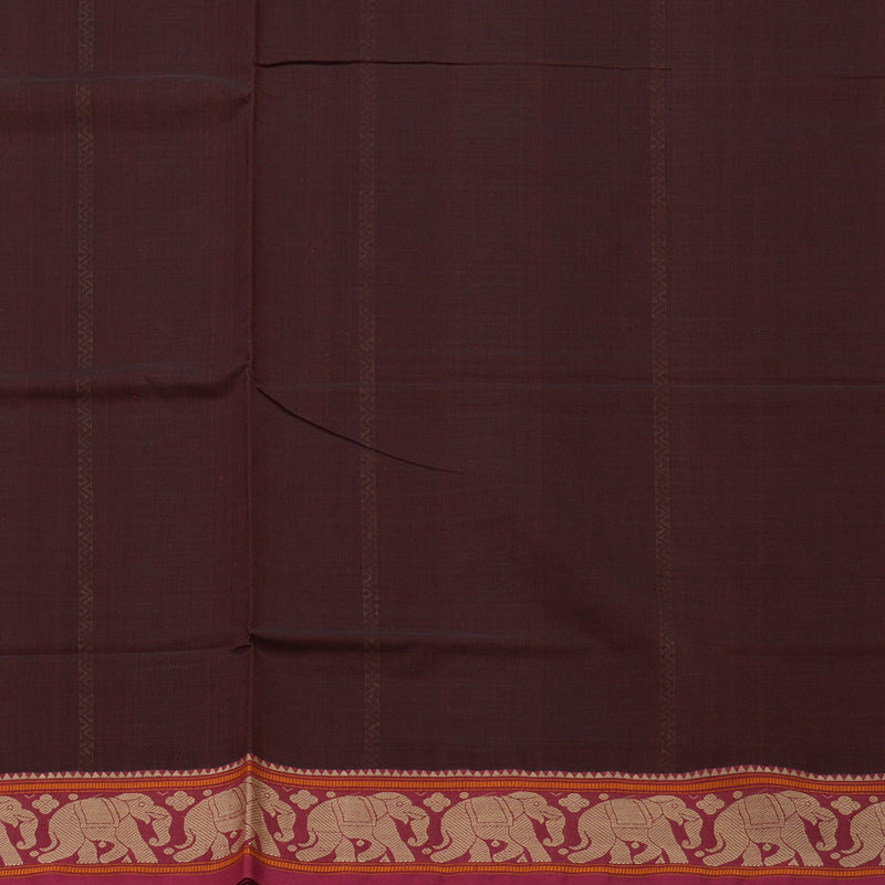Hayagrivas Handloom Pure Cotton Saree in Graceful Dark Brown KBE164D20-2