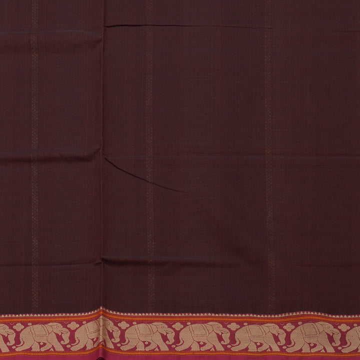 Hayagrivas Handloom Pure Cotton Saree in Graceful Dark Brown KBE164D20-2