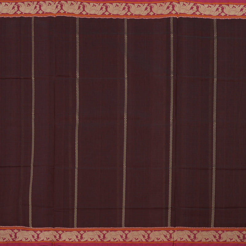 Hayagrivas Handloom Pure Cotton Saree in Graceful Dark Brown KBE164D20-2