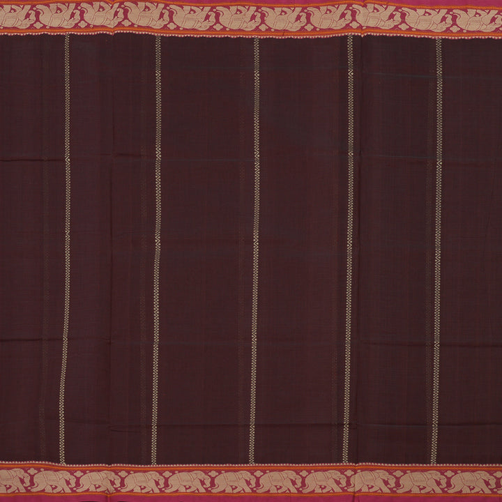 Hayagrivas Handloom Pure Cotton Saree in Graceful Dark Brown KBE164D20-2