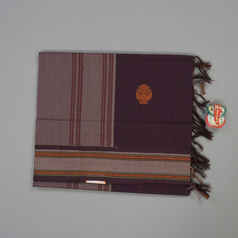 Hayagrivas Handloom Pure Cotton Saree in Stylish Dark plum Purple KBE164D21-1