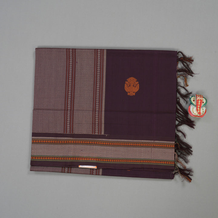 Hayagrivas Handloom Pure Cotton Saree in Stylish Dark plum Purple KBE164D21-1