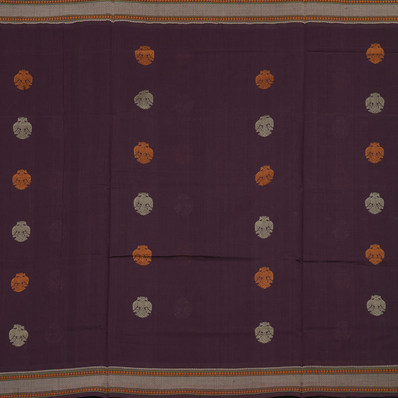 Hayagrivas Handloom Pure Cotton Saree in Stylish Dark plum Purple KBE164D21-1
