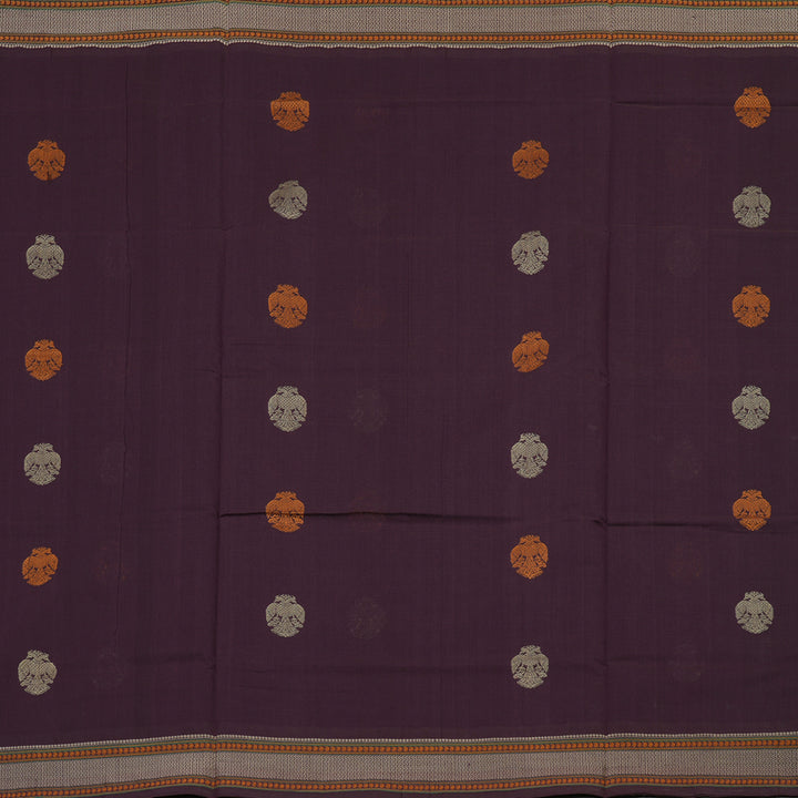 Hayagrivas Handloom Pure Cotton Saree in Stylish Dark plum Purple KBE164D21-1