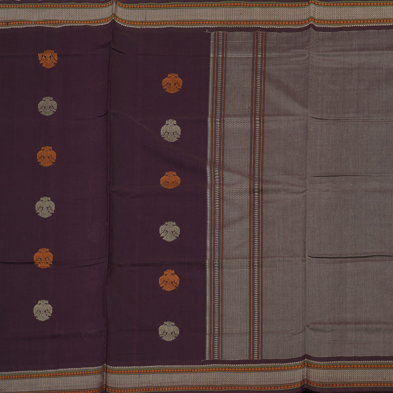 Hayagrivas Handloom Pure Cotton Saree in Stylish Dark plum Purple KBE164D21-1