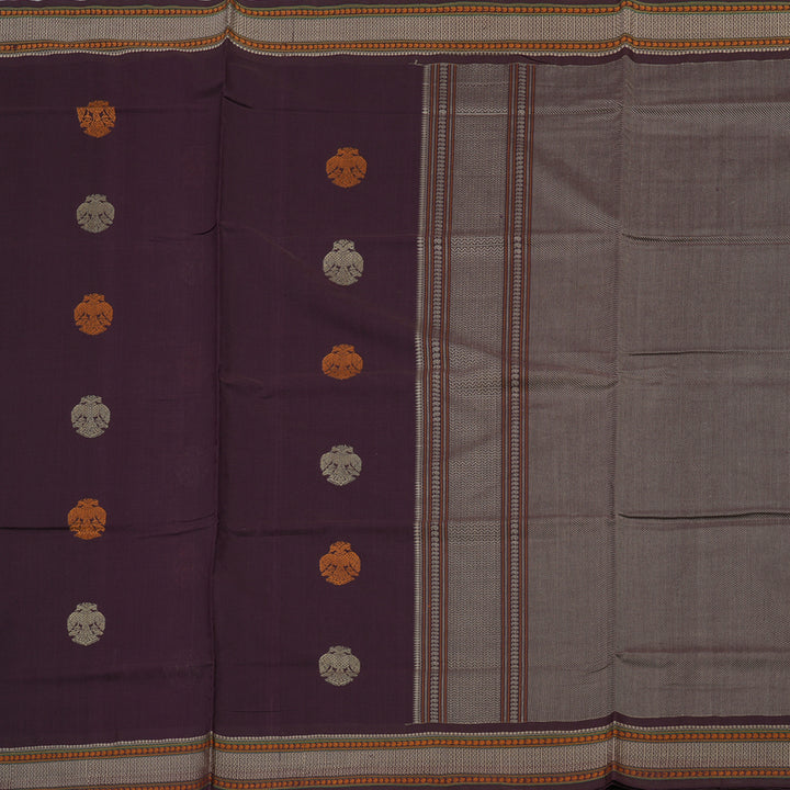 Hayagrivas Handloom Pure Cotton Saree in Stylish Dark plum Purple KBE164D21-1