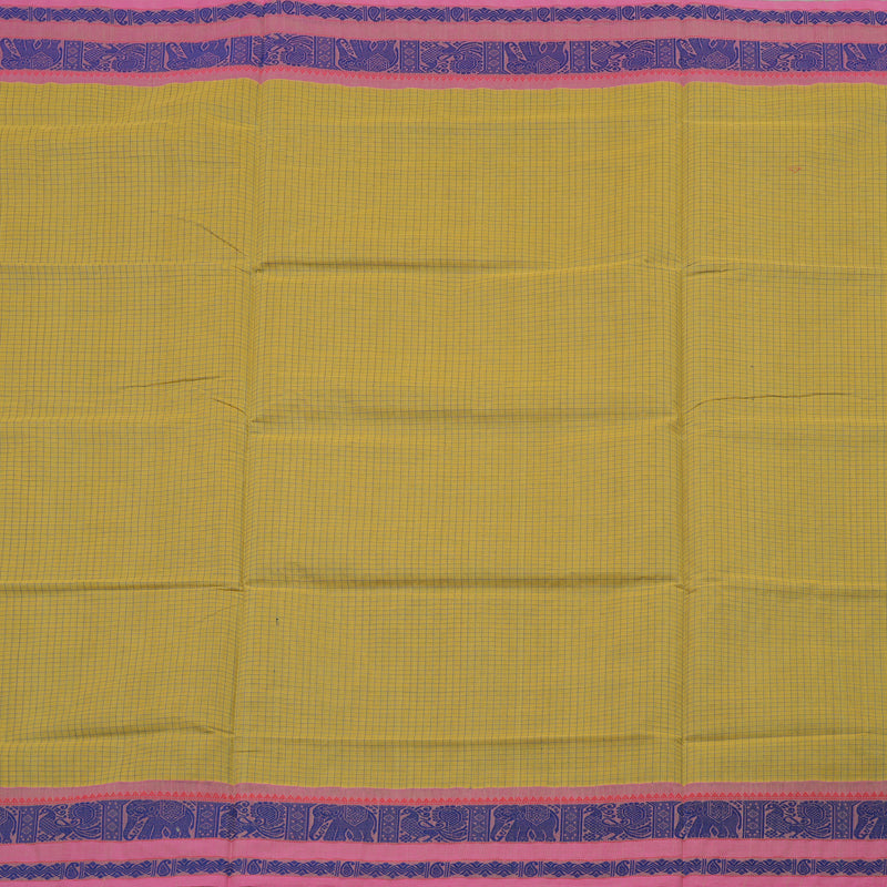 Hayagrivas Handloom Pure Cotton Saree in Vibrant Light Yellow KBE164D22-2
