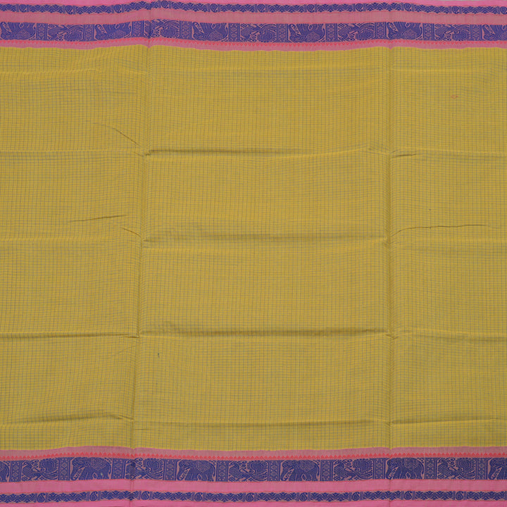 Hayagrivas Handloom Pure Cotton Saree in Vibrant Light Yellow KBE164D22-2