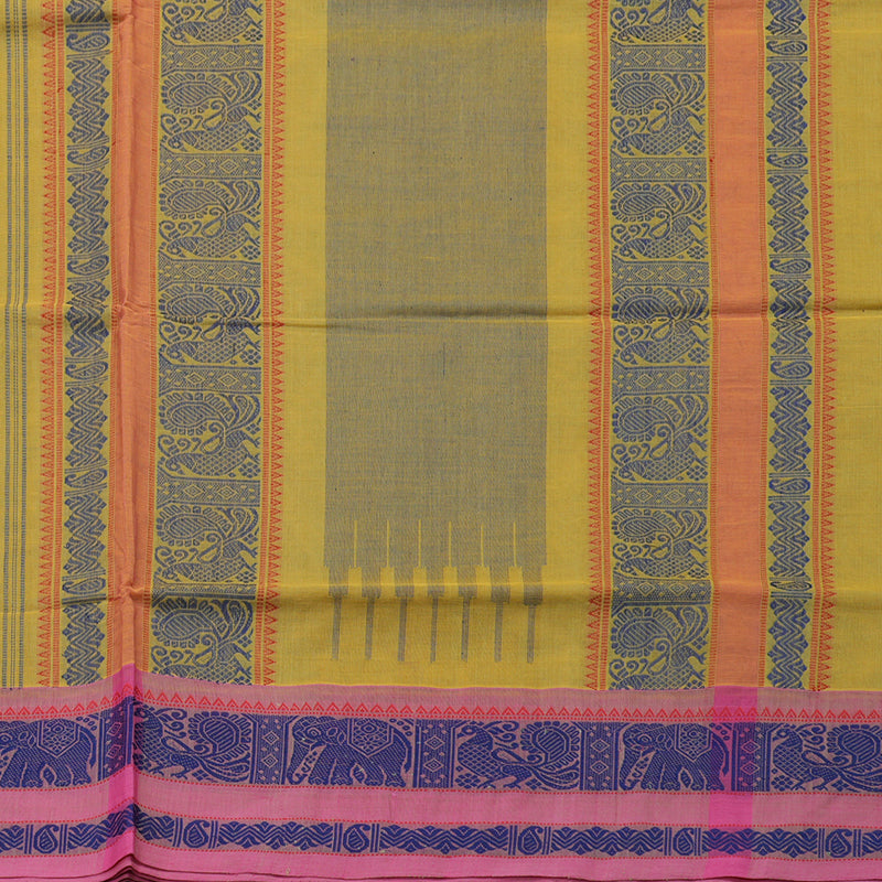 Hayagrivas Handloom Pure Cotton Saree in Vibrant Light Yellow KBE164D22-2