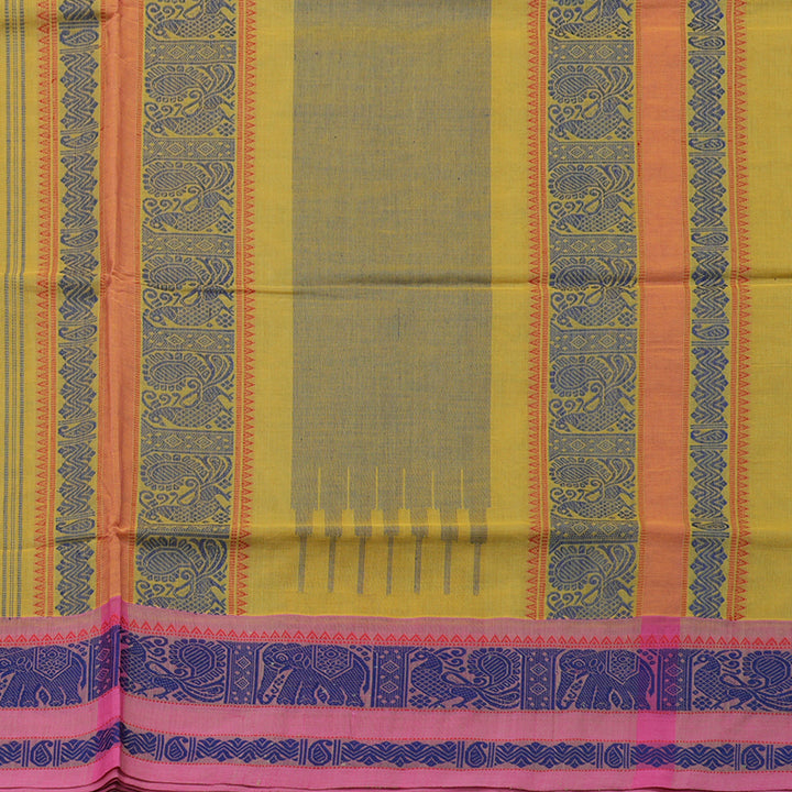 Hayagrivas Handloom Pure Cotton Saree in Vibrant Light Yellow KBE164D22-2