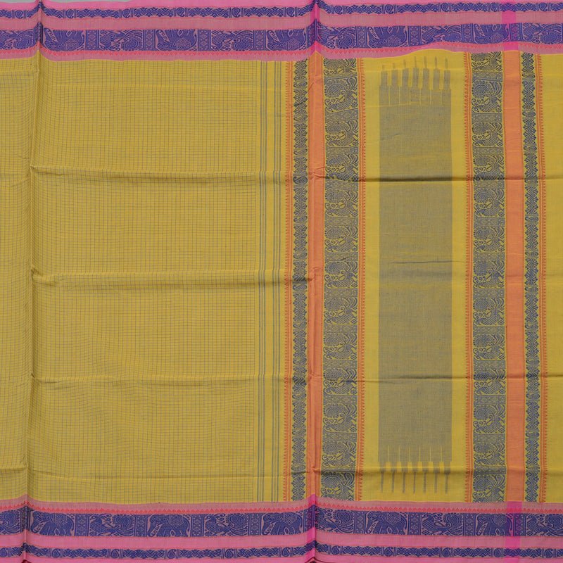 Hayagrivas Handloom Pure Cotton Saree in Vibrant Light Yellow KBE164D22-2