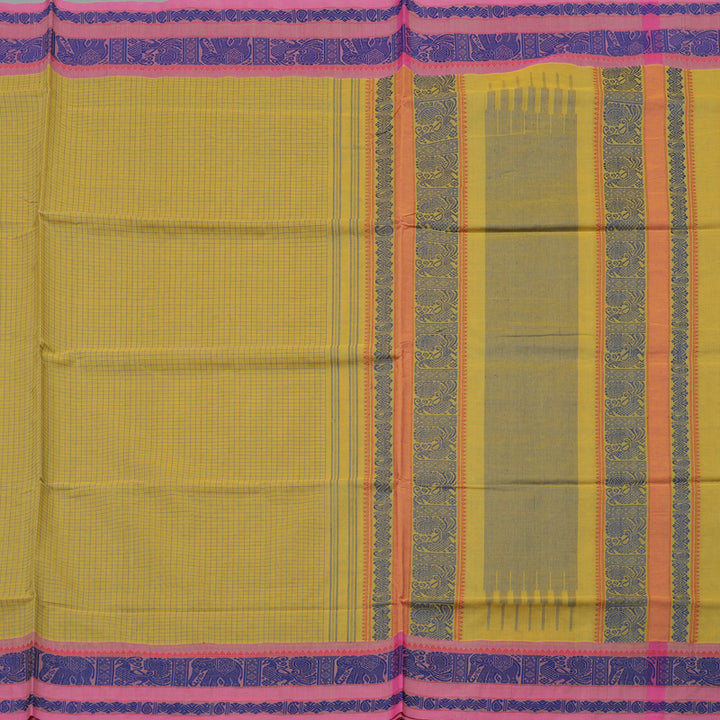 Hayagrivas Handloom Pure Cotton Saree in Vibrant Light Yellow KBE164D22-2
