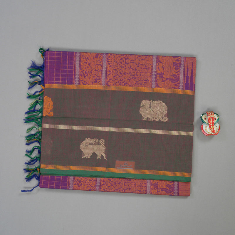 Hayagrivas Handloom pure cotton saree in purple with manthalir colour KBE164D25-1