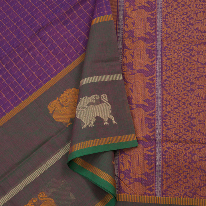 Hayagrivas Handloom pure cotton saree in purple with manthalir colour KBE164D25-1