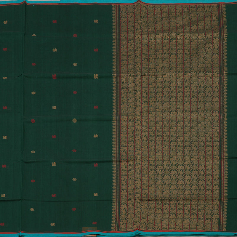 Hayagrivas Handloom Pure Cotton Saree in Attractive Bottle Green KBE164D4-1