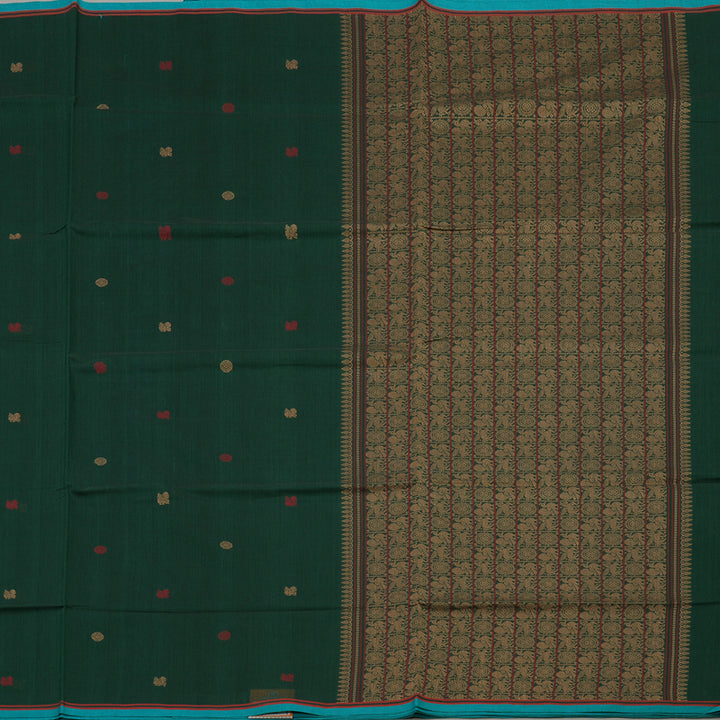Hayagrivas Handloom Pure Cotton Saree in Attractive Bottle Green KBE164D4-1