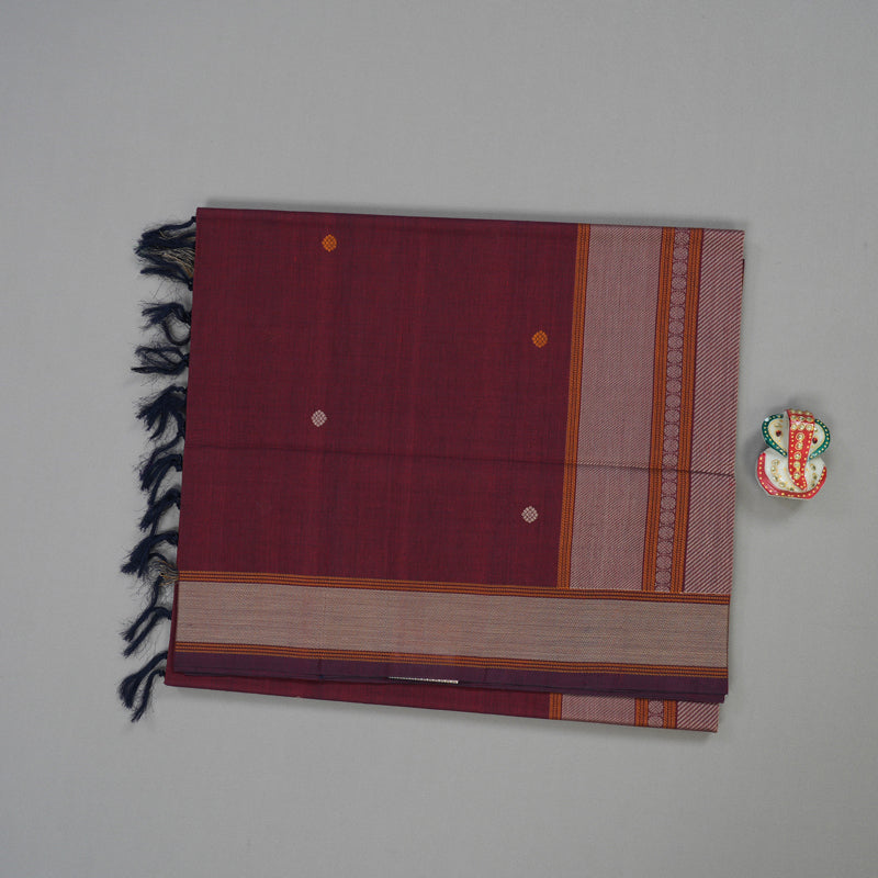 Hayagrivas Handloom Pure Cotton Saree in Intense Wine Maroon KBE164D7-2