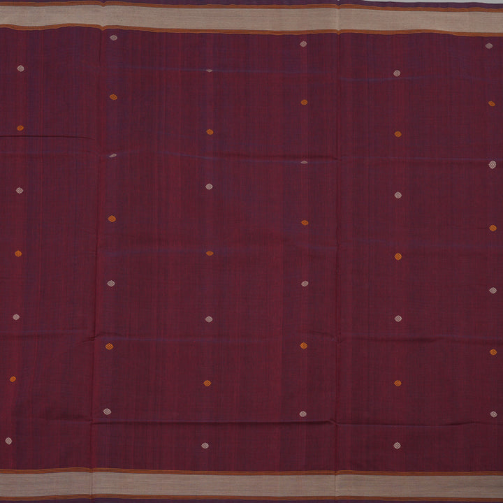 Hayagrivas Handloom Pure Cotton Saree in Intense Wine Maroon KBE164D7-2