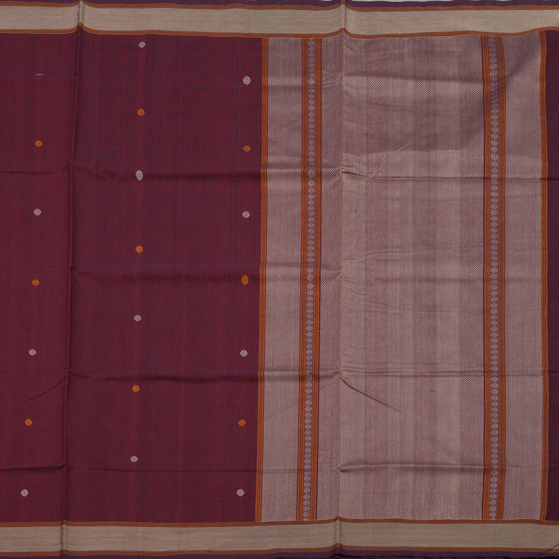 Hayagrivas Handloom Pure Cotton Saree in Intense Wine Maroon KBE164D7-2