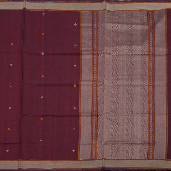 Hayagrivas Handloom Pure Cotton Saree in Intense Wine Maroon KBE164D7-2