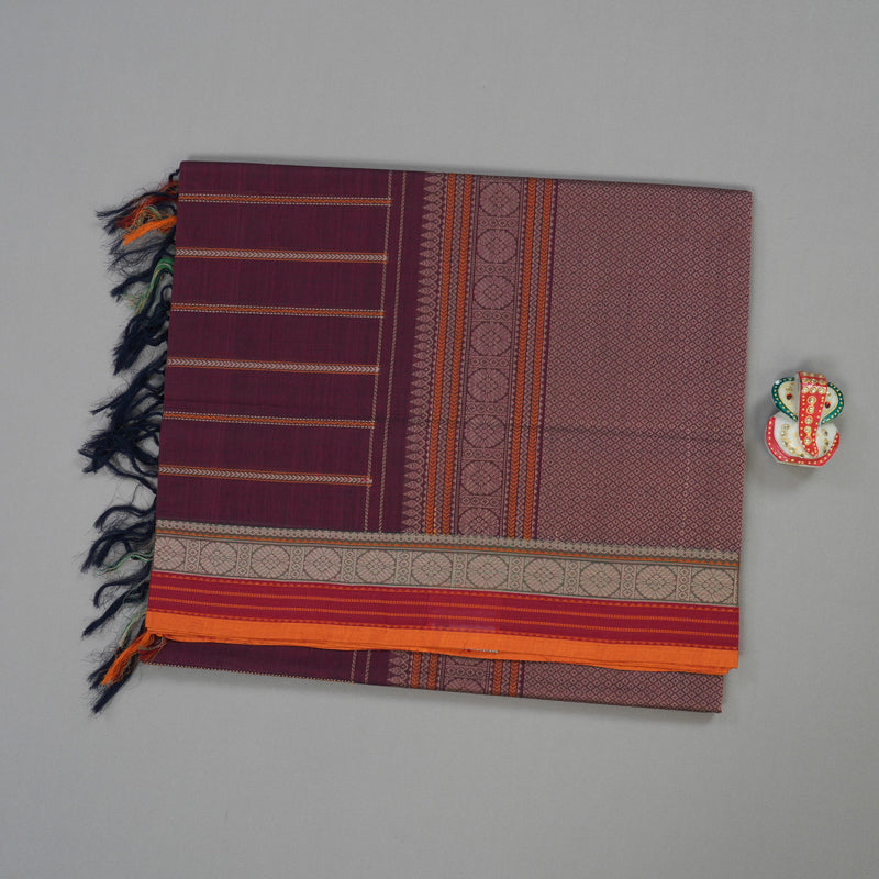 Hayagrivas Handloom Pure Cotton Saree in Refined Wine Maroon KBE164D9-1