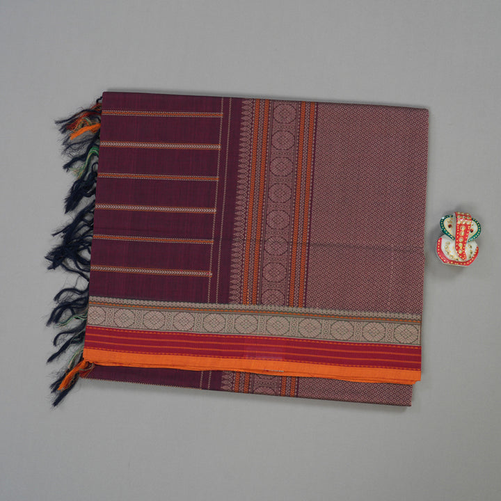 Hayagrivas Handloom Pure Cotton Saree in Refined Wine Maroon KBE164D9-1