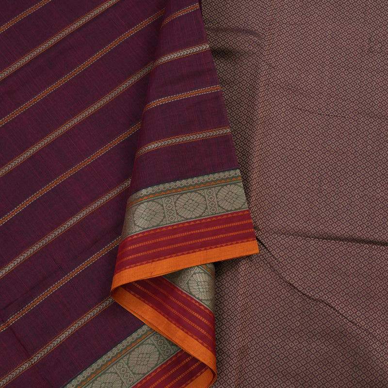 Hayagrivas Handloom Pure Cotton Saree in Refined Wine Maroon KBE164D9-1