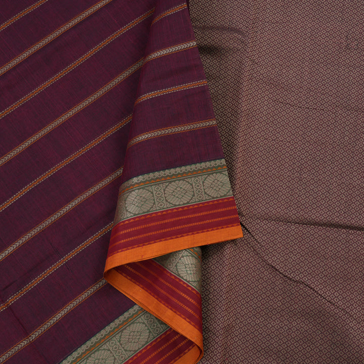 Hayagrivas Handloom Pure Cotton Saree in Refined Wine Maroon KBE164D9-1
