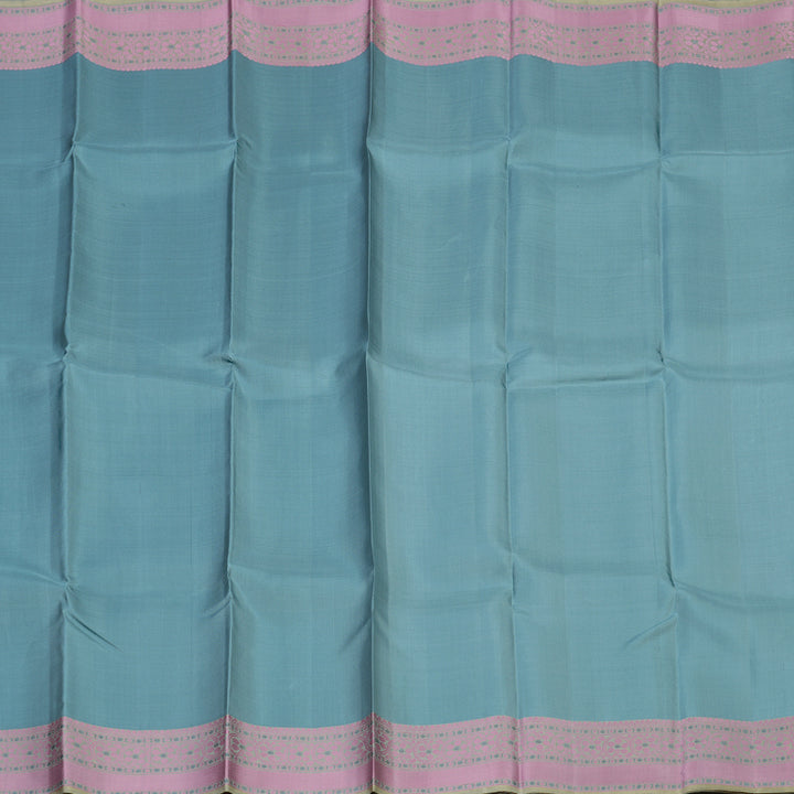 Hayagrivas Handloom Bluish-Grey Kanjivaram Silk Saree with Cream Beige Border KBE1651K1-2