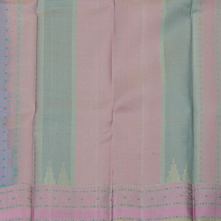Hayagrivas Handloom Bluish-Grey Kanjivaram Silk Saree with Cream Beige Border KBE1651K1-2