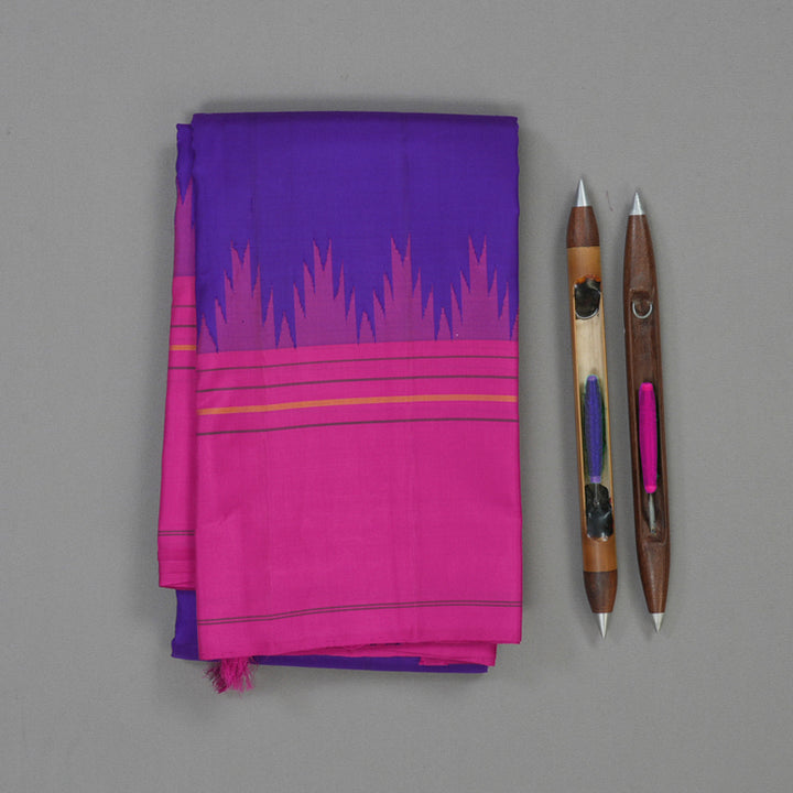 Hayagrivas Handloom Purple Kanjivaram Silk Saree with Rani Pink Border KBE1651K4-2