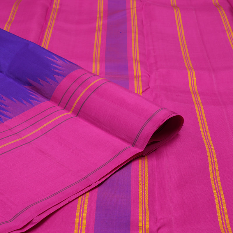 Hayagrivas Handloom Purple Kanjivaram Silk Saree with Rani Pink Border KBE1651K4-2