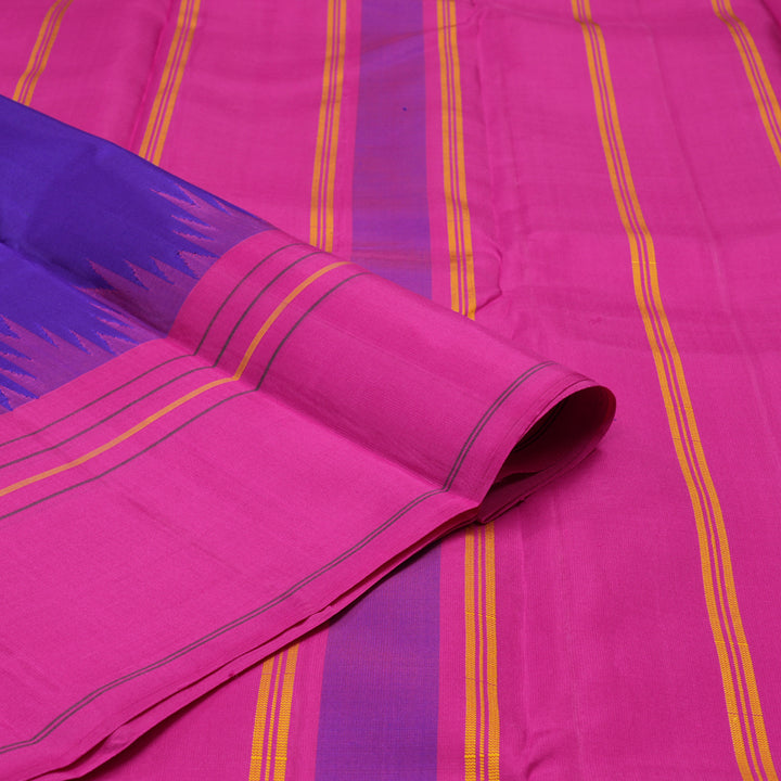 Hayagrivas Handloom Purple Kanjivaram Silk Saree with Rani Pink Border KBE1651K4-2