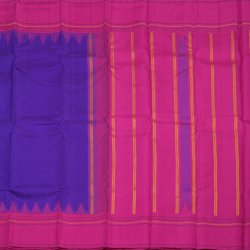Hayagrivas Handloom Purple Kanjivaram Silk Saree with Rani Pink Border KBE1651K4-2
