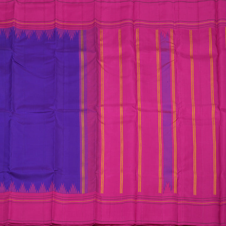 Hayagrivas Handloom Purple Kanjivaram Silk Saree with Rani Pink Border KBE1651K4-2