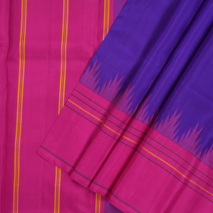 Hayagrivas Handloom Purple Kanjivaram Silk Saree with Rani Pink Border KBE1651K4-2