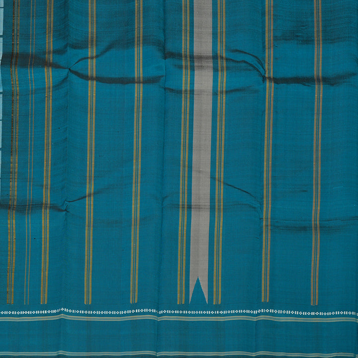 Hayagrivas Handloom Cream Kanjivaram Silk Saree with Rama Blue border KBE1651K5-1