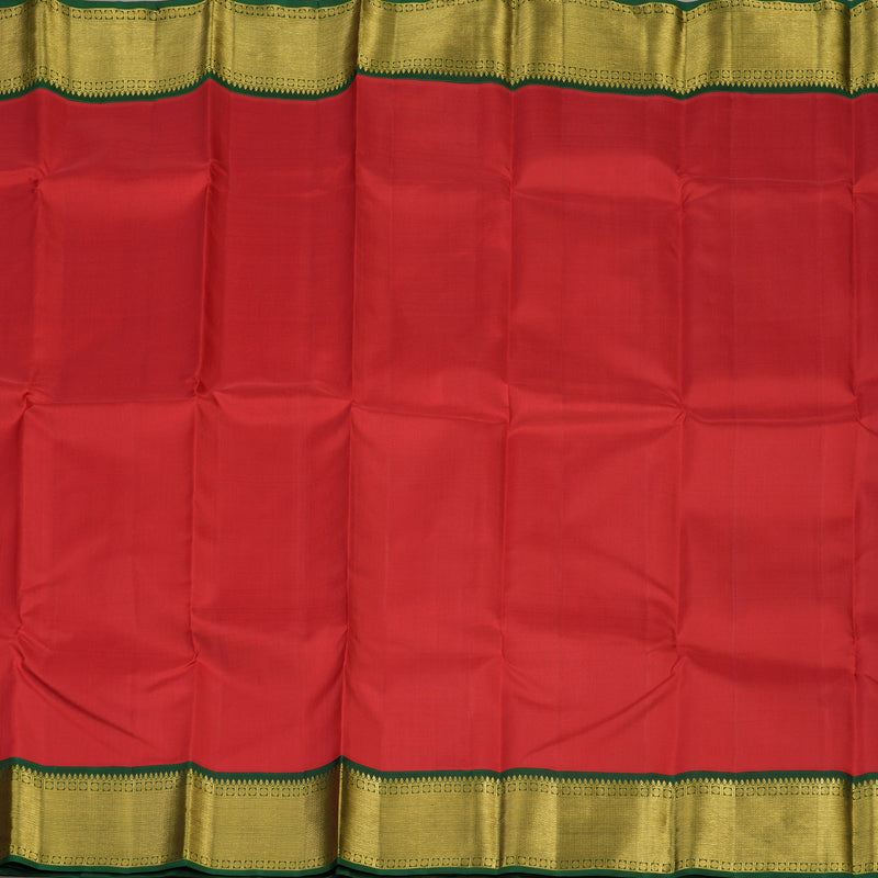 Hayagrivas Handloom Red Kanjivaram Silk Saree with Karum Pachai Border KBE1653K2-1