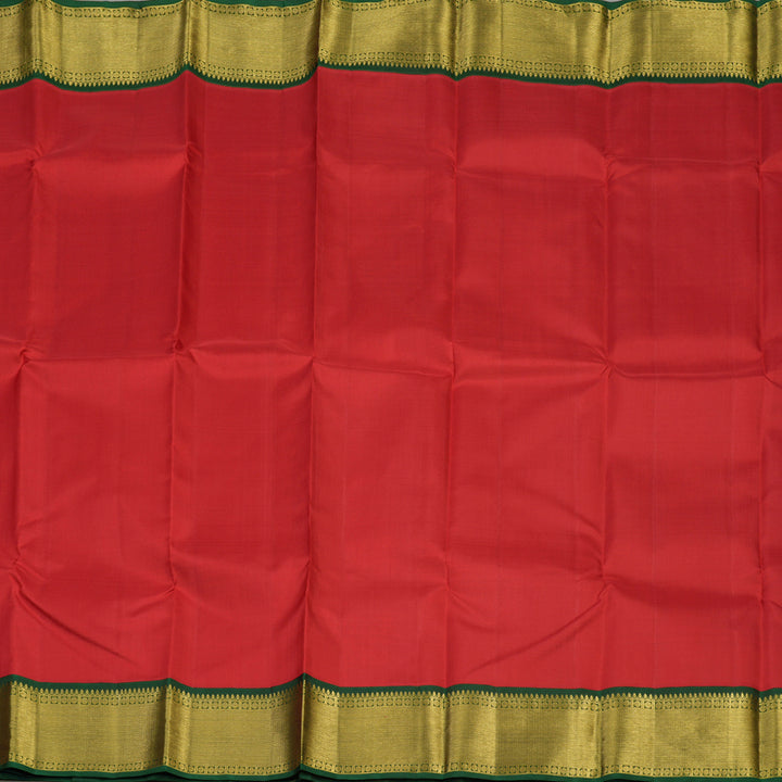 Hayagrivas Handloom Red Kanjivaram Silk Saree with Karum Pachai Border KBE1653K2-1
