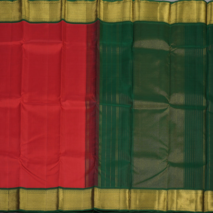 Hayagrivas Handloom Red Kanjivaram Silk Saree with Karum Pachai Border KBE1653K2-1
