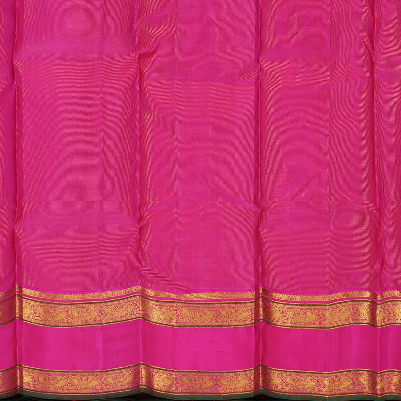 Hayagrivas Handloom Lime Green Kanjivaram Silk Saree with Rani Pink border KBE1654K1-6