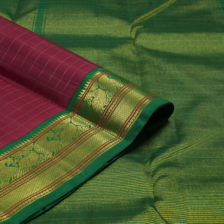 Hayagrivas Handloom Maroon Kanjivaram Silk Saree with Bottle Green border KBE1660K2-1