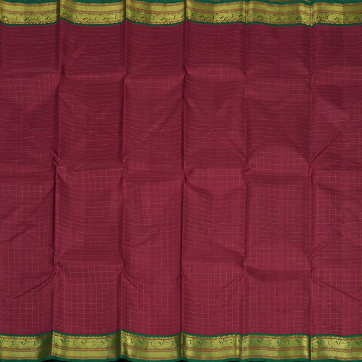 Hayagrivas Handloom Maroon Kanjivaram Silk Saree with Bottle Green border KBE1660K2-1