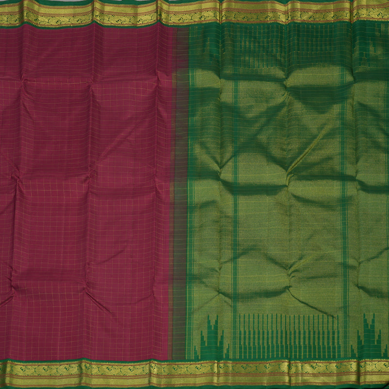 Hayagrivas Handloom Maroon Kanjivaram Silk Saree with Bottle Green border KBE1660K2-1