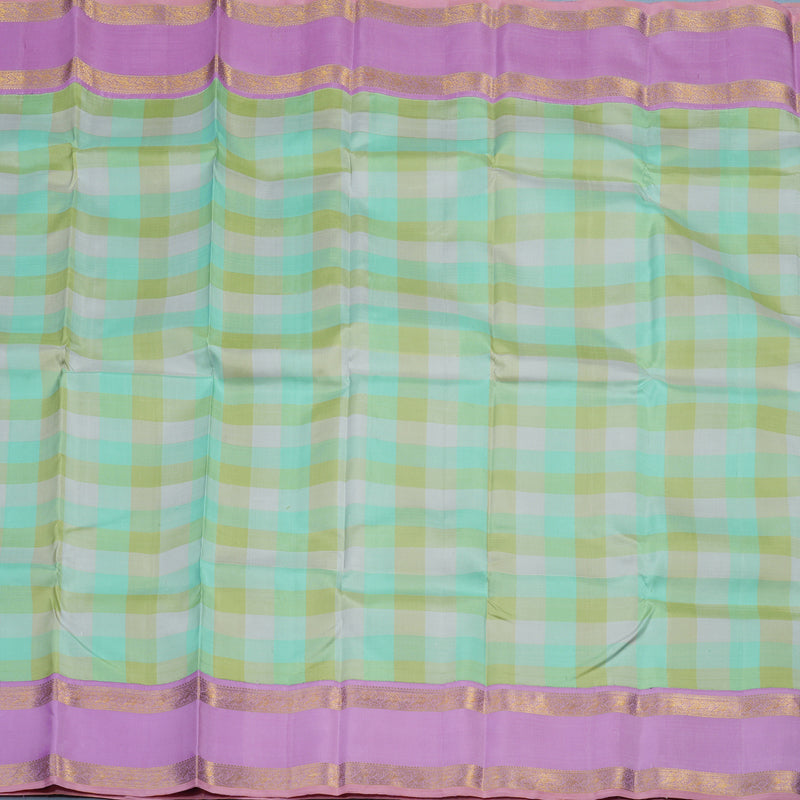 Hayagrivas Handloom Pastel Checks Kanjivaram Silk Saree with Lavendar Border KBE1666K14-1