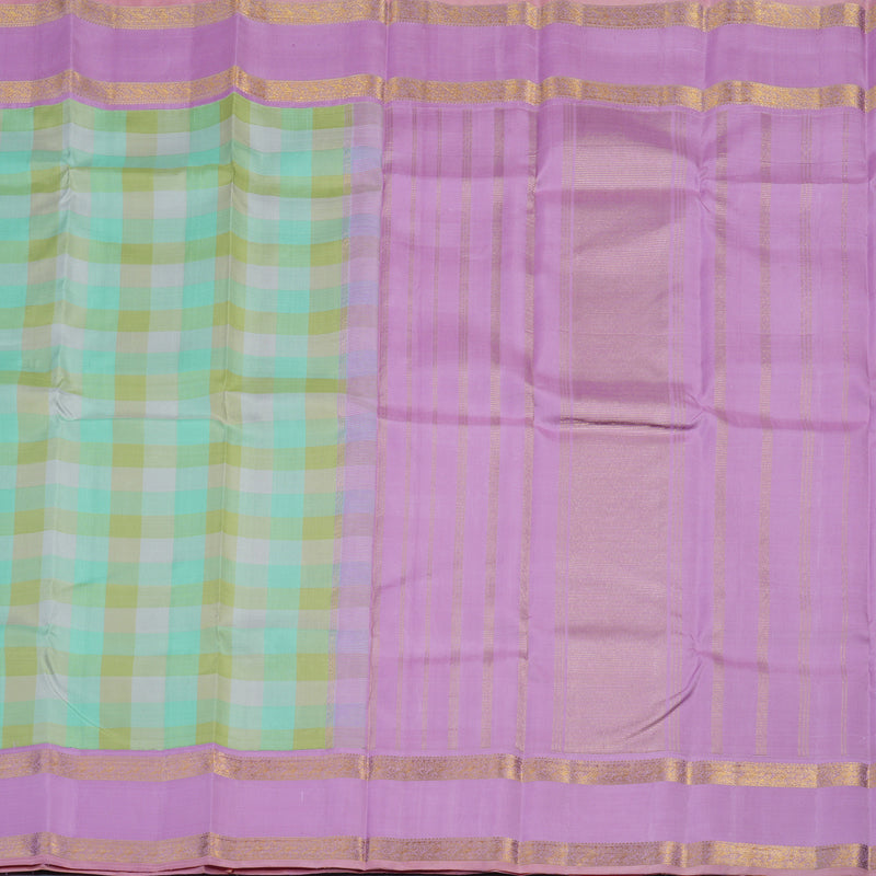Hayagrivas Handloom Pastel Checks Kanjivaram Silk Saree with Lavendar Border KBE1666K14-1