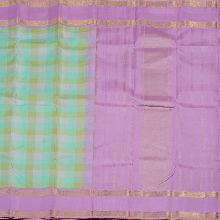 Hayagrivas Handloom Pastel Checks Kanjivaram Silk Saree with Lavendar Border KBE1666K14-1